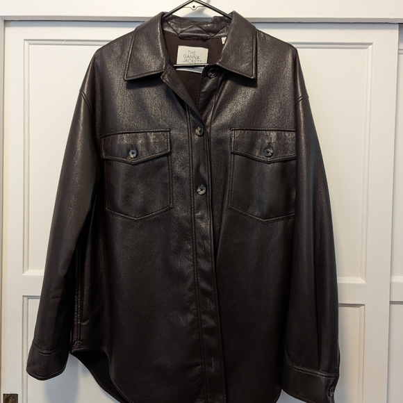 EUC, Aritzia wilfred The Ganna Shirt Jacket, Size L, Chocolate Brown - Picture 6 of 8